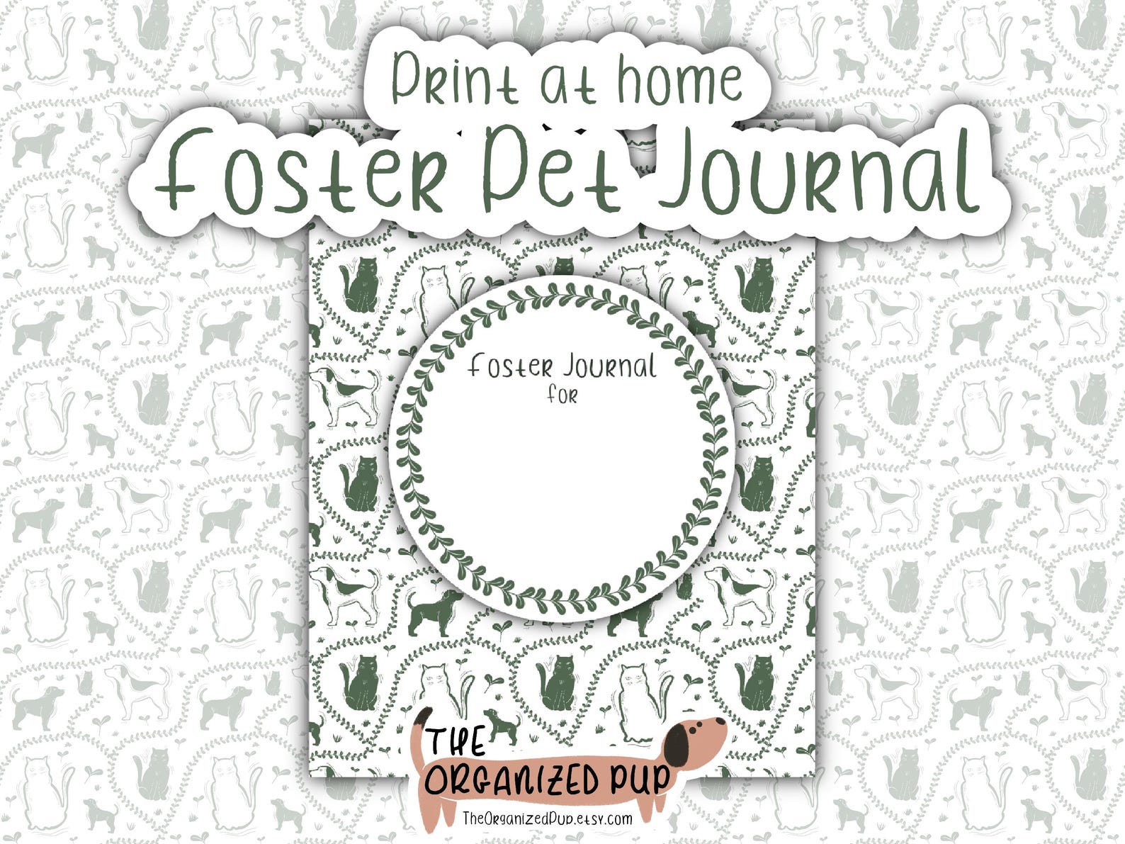 Printable Foster Pet Journal for Animal Rescues, Dog Fosters, Cat