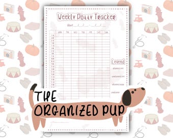 Druckbarer Welpen-Töpfchen-Tracker für Hundemütter, neue Welpen tägliche wöchentliche Töpfchen-Routine, herunterladbarer niedlicher Welpen-Tracker