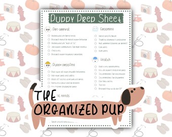 Printable Hand-Drawn New Puppy Checklist for Dog Moms, Puppy Essentials Shopping List for New Dog Owners