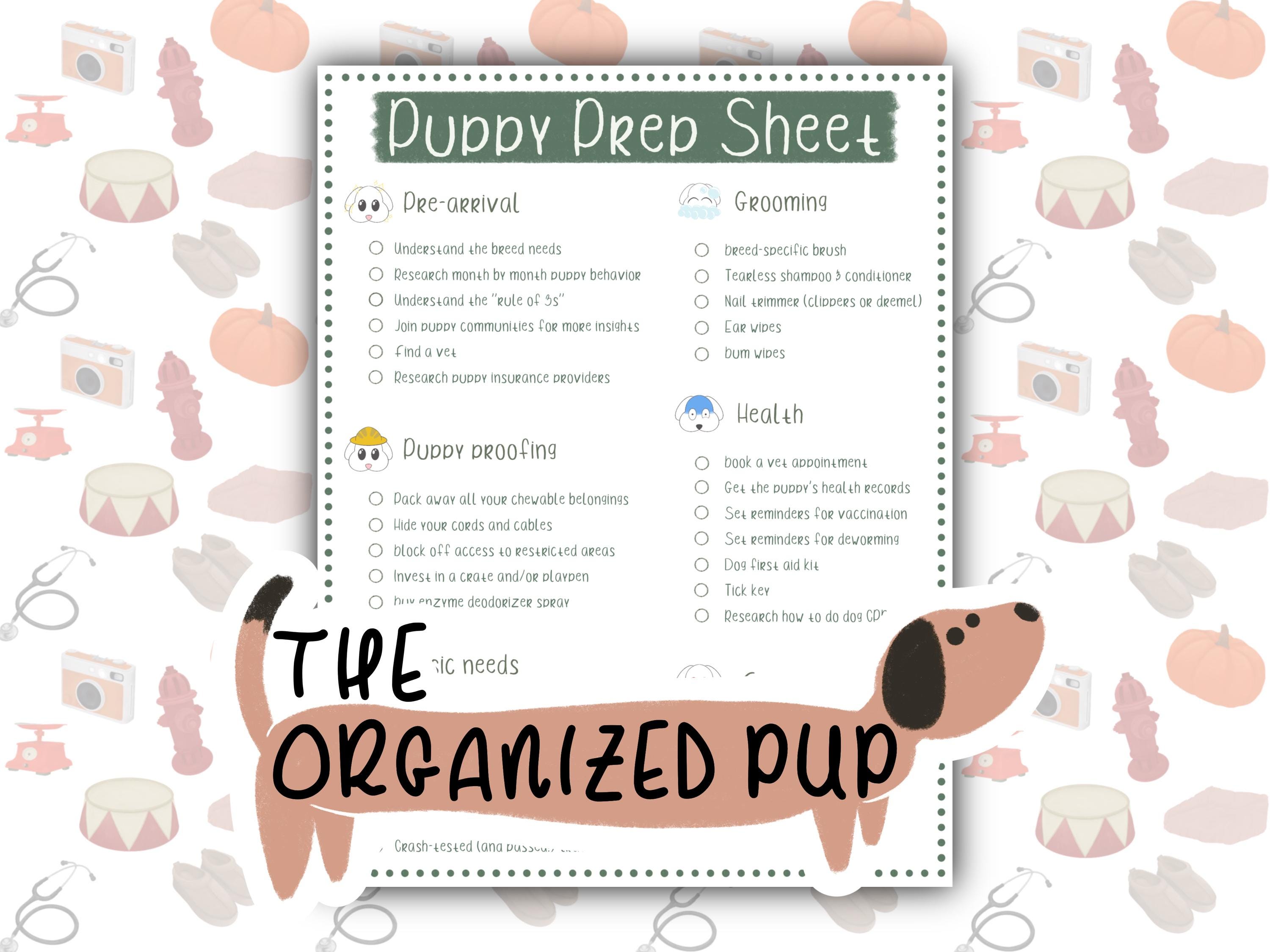 Printable Hand-drawn New Puppy Checklist for Dog Moms, Puppy