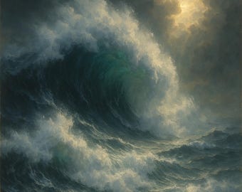 Ocean’s Fury / Majesty – Dramatic Ocean Wave Wall Art | Hyperrealistic Seascape Digital Print