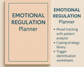 Planner emotionele regulatie: stemmingstracker, copingstrategieën, trigger-werkbladen, digitale geestelijke gezondheid, pdf voor iPad en goede notities
