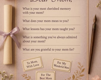 Personalized Mother’s Day Gift - Printable Letter to Mom with Gift Tag - Custom Digital Download Keepsake