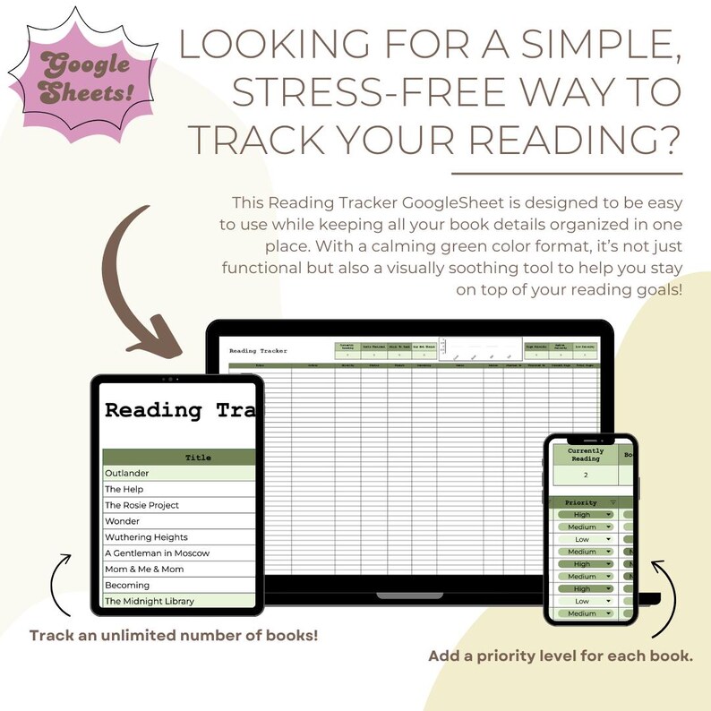 Reading Tracker Spreadsheet, Simple Book Log (google Sheet) - Etsy