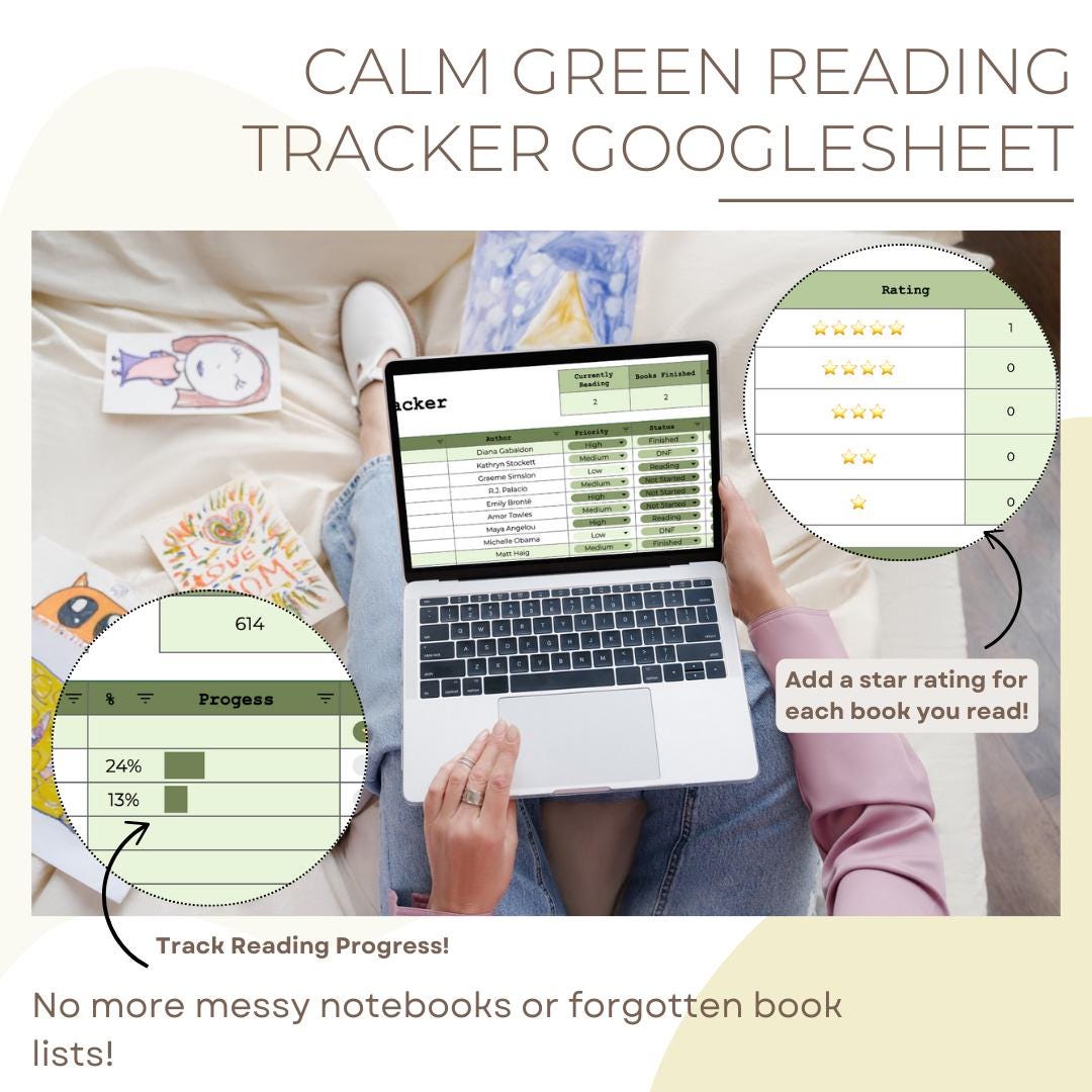 Reading Tracker Spreadsheet, Simple Book Log (google Sheet) - Etsy