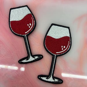 Wine Glass, Hat Patch, Iron on