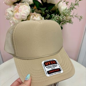 Blank Otto Trucker Hat 5 Panel High Crown Mesh Back Polyester Foam Front