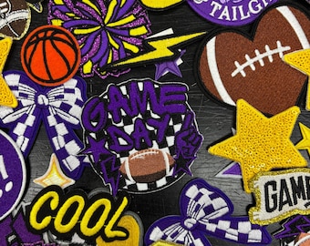 Purple And Gold School Color Mystery Bag, Hat Patches, Iron on