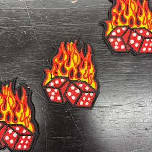 Flaming Dice, Hat Patch, Iron on