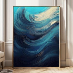Sea Waves Painting on Canvas, Original Art, Blue Ocean Painting, Impressionism Art, Beach Painting, Landscape Paintings