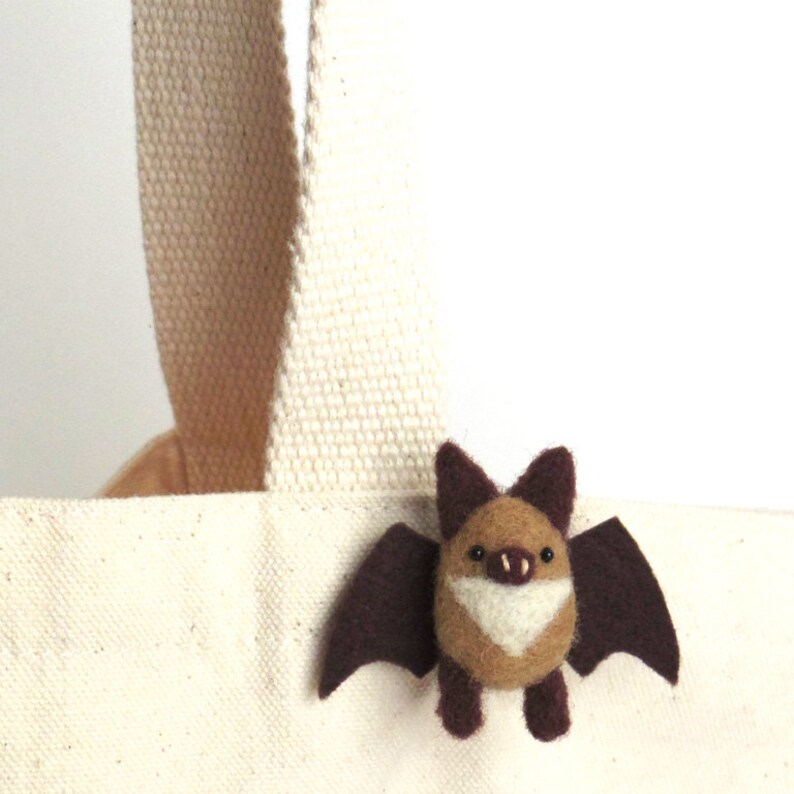 Needle felted bat brooch miniature bat pin light brown and Etsy