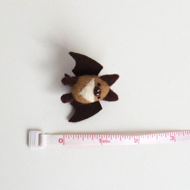 Needle felted bat brooch miniature bat pin light brown and Etsy