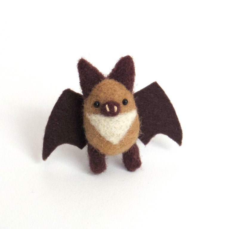 Needle felted bat brooch miniature bat pin light brown and Etsy