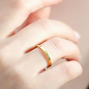 18k Gold 1.5MM Flat Wedding Band, Comfort Fit Plain Gold Ring, Minimalist Unisex Wedding Ring, Thin Gold Band, Stacking Ring