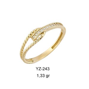 14k Gold Twisted Rope Ring, Diamond Accent Ring, Dainty Rope Ring, Minimalist Ring, Stacking Ring, Gift for Her