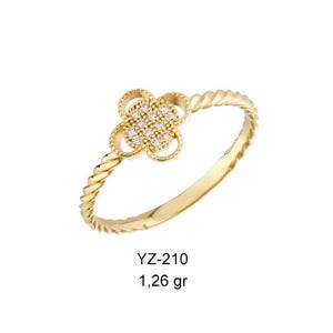 14k Gold Clover Ring, Diamond Clover Ring, Dainty Clover Ring, Minimalist Ring, Stacking Ring, Good Luck Ring, Gift for Her
