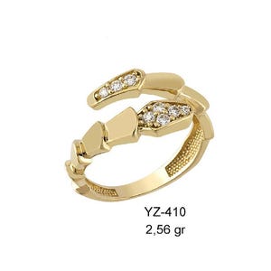 14k Gold Snake Ring with Diamond Accents, Unique Statement Ring, Elegant Gift for Her