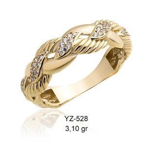 14k Gold Twisted Rope Ring, Diamond Accent Band, Sculpted Gold Ring, Statement Ring, Elegant Gift for Her