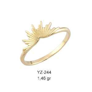 14k Gold Sunburst Ring, Sunrise Ring, Celestial Ring, Dainty Ring, Minimalist Ring, Stacking Ring, Gift for Her
