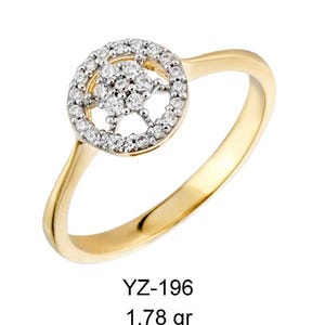 14k Gold Diamond Flower Ring, Dainty Flower Ring, Floral Ring, Minimalist Ring, Stacking Ring, Gift for Her