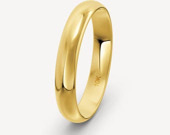 4mm 10K Solid Yellow Gold Dome Wedding Band