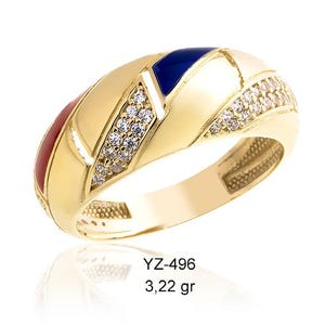 14k Gold Dome Ring with Enamel and Diamond Accents, Geometric Design, Colorful Statement Ring, Unique Gift for Her