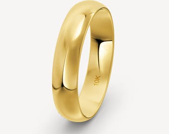 5mm 10K Solid Yellow Gold Dome Wedding Band