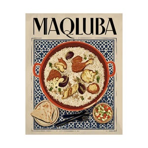 Maqluba Kitchen Art Poster, Naher Osten, Libanon, Palästinenser, Mediterran, Dekoration, Foodie Geschenk, Wandkunst, Kochinspiration