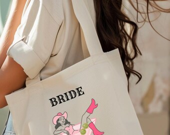 Personalized Bride Martini Tote Bag Gift Cowboy Bridal Shower Custom Western Bachelorette Party Tote Country Wedding Gift Bridal Shower Bag