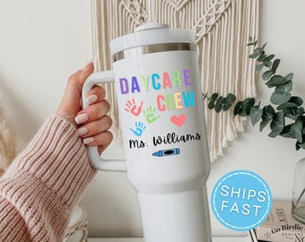 Daycare Teacher Appreciation Gifts Tumbler Travel Cup, Personalized Daycare Provider Tumbler Gift, Custom Daycare Worker Tumbler cup