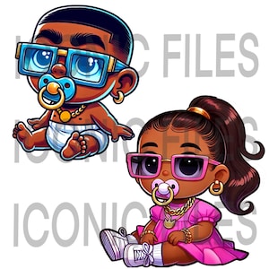 黒人の性別発表 PNG クリップアート、黒人の男の子と女の子が眠っている PNG クリップアート、ベビーシャワーの男の子または女の子 PNG