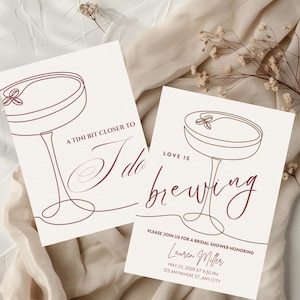 Love Is Brewing – Editable Espresso Martini-Themed Bridal Shower or Bachelorette Invitation (Digital Download)