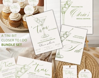 Een Tini Bit Closer to Saying I Do – bewerkbare collectie vrijgezellenfeesten en vrijgezellenfeesten met martinithema