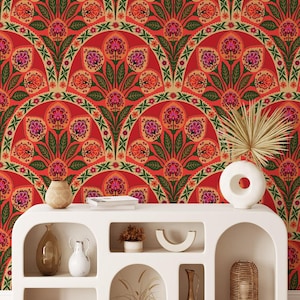 Art deco bloemenbehang Indiase mughal Peel and Stick