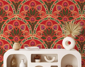 Art Deco Floral Wallpaper Indian Mughal Peel and Stick