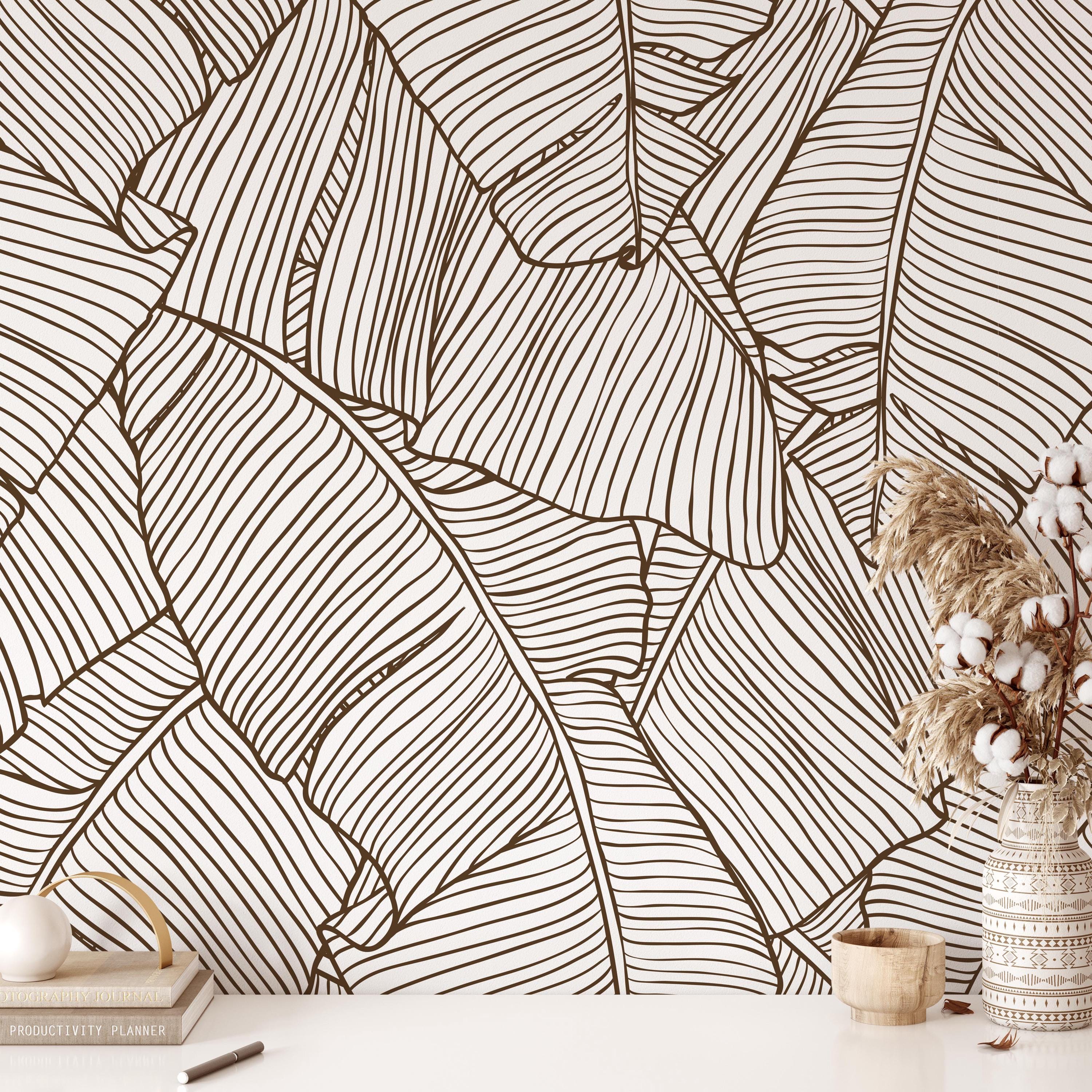 Banana Leaf Wallpaper Peel and Stick, Removable Wallpaper, Tropical Wall Mural