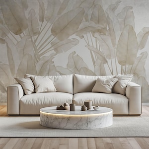 Banana Leaf Wallpaper Peel and Stick, Removable Wallpaper, Tropical Leaves Wall Mural