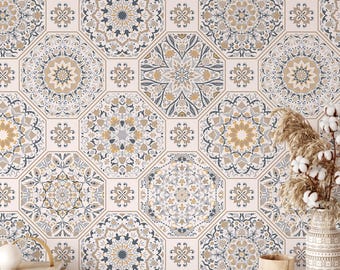 Aquarell portugiesische Fliesentapete, Schälen und Aufkleben Azulejos Wandbild