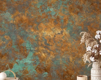 Rusty Copper Peel and Stick Wallpaper: Grunge Textured Look
