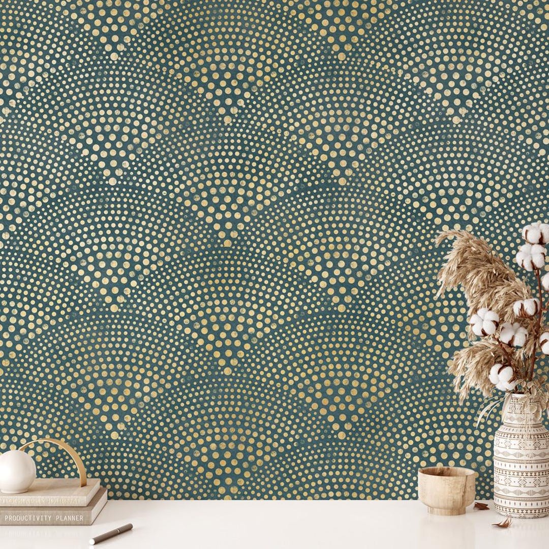 Blue and Gold Art Deco Geometric Peel and Stick Wallpaper - Etsy