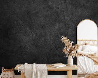 Black Concrete Texture Wallpaper Peel and Stick Dark Wall Mural