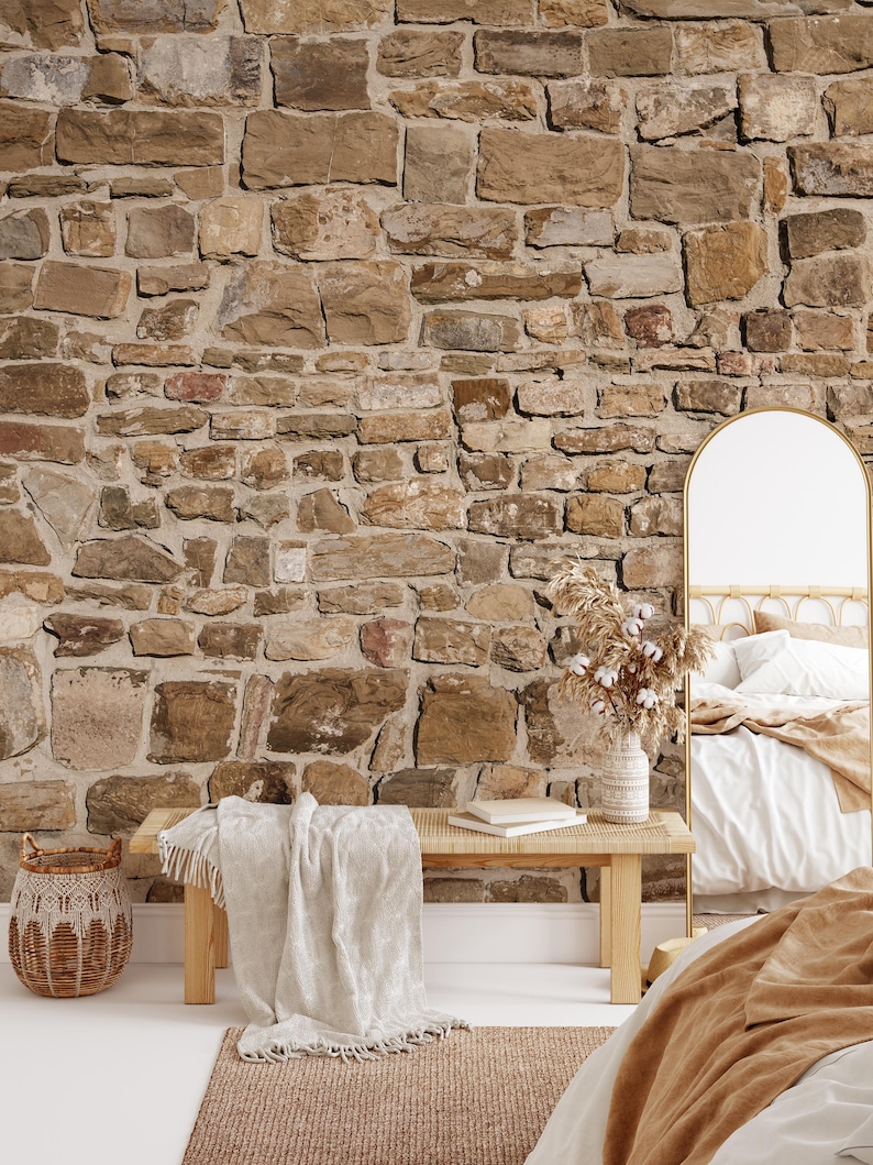 Brick Look Wallpaper Stone Peel and Stick Wall Mural - Etsy