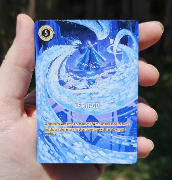 Let It Go Frozen Elsa Lorcana Painted Card - Etsy