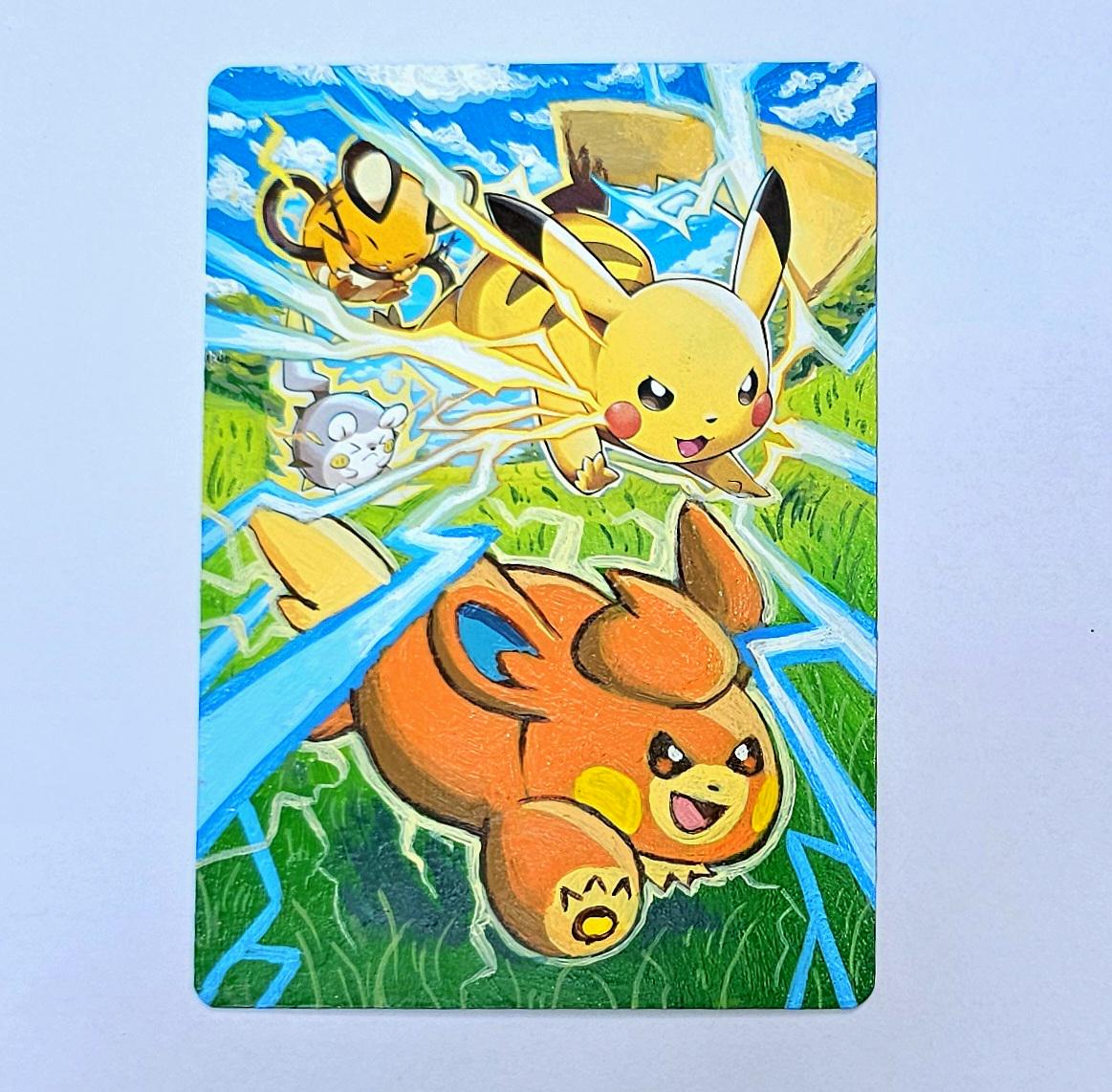 Pikachu Pokemon Painted Alt Art Card - Etsy