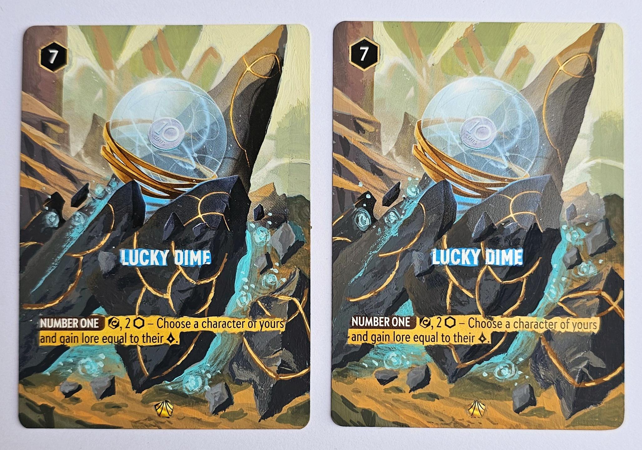 Lucky Dime Lorcana Custom Painted Alt Art Card - Etsy Lucky Dime Lorcana Custom Painted Alt Art Card - Etsy