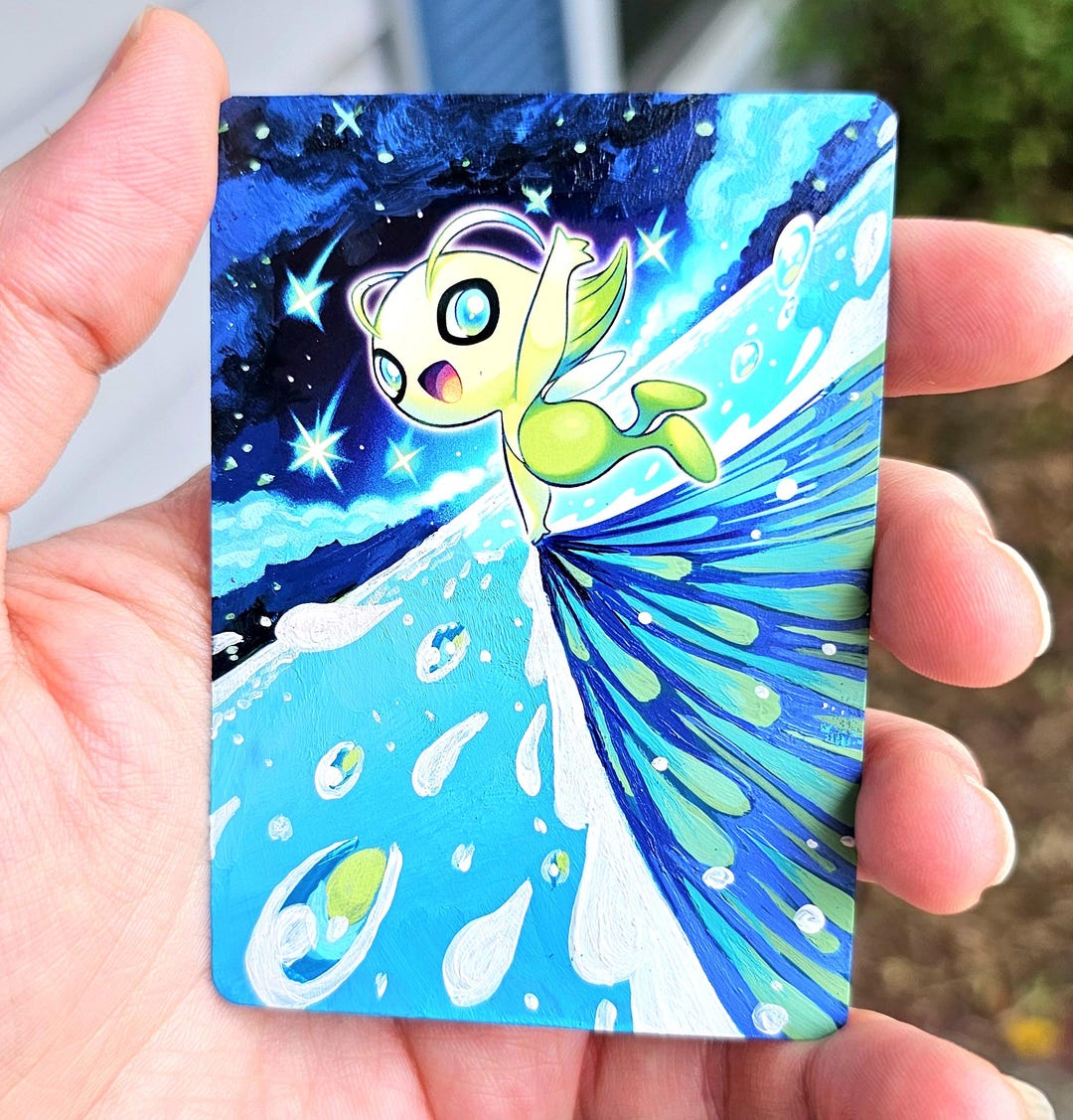 pokemon card blue paint Dragonair and Dratini Custom Handpainted Collectible Gift Pokmon  Blastoise Painted Card Process