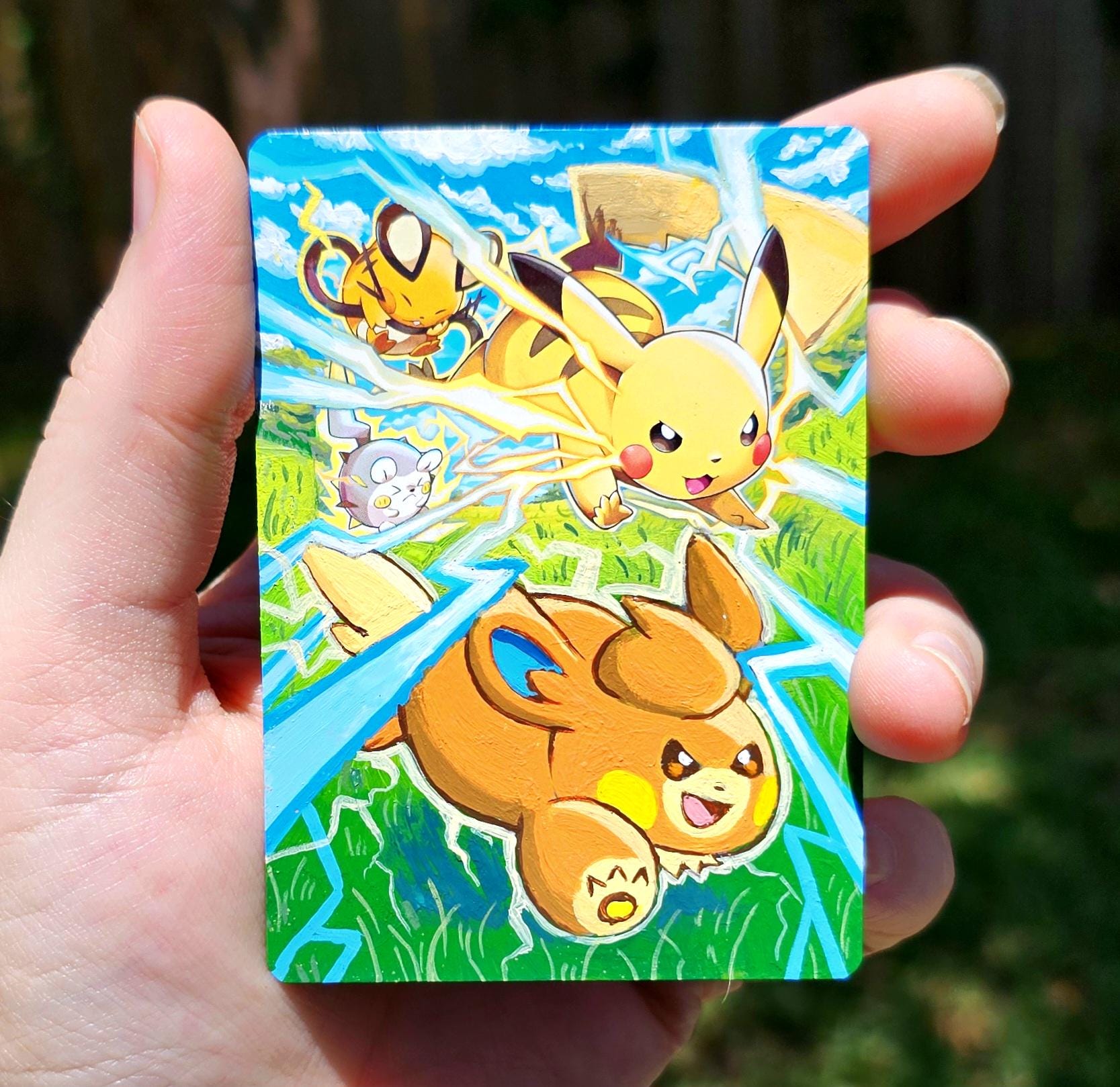 Pikachu Pokemon Painted Alt Art Card - Etsy
