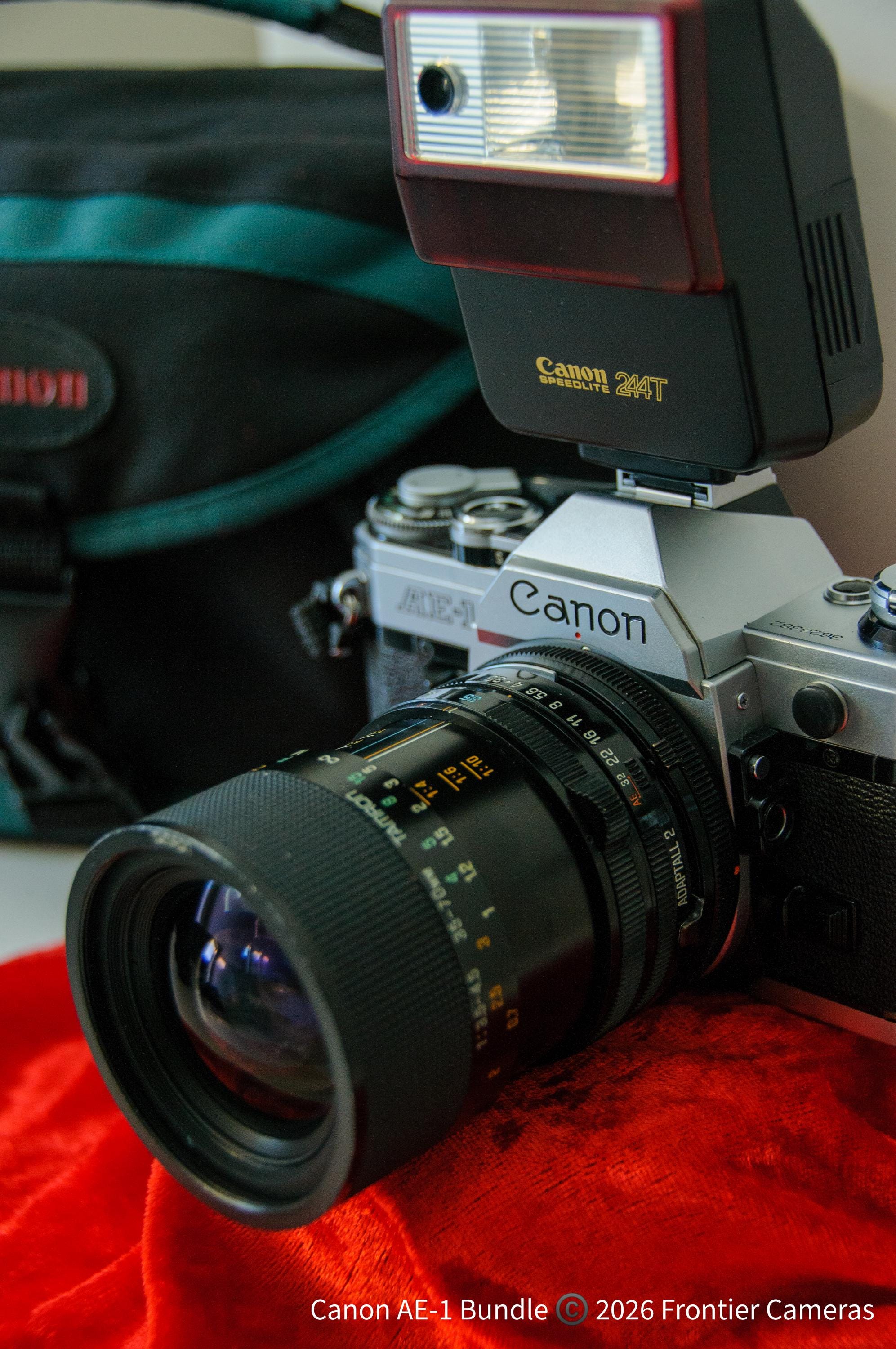 Pack Canon AE-1 Avec 4 Objectifs, Flash, Sangle Et Pellicule - Appareil Photo Argentique 35mm