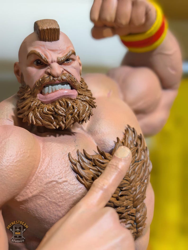 Figura impresa y pintada en 3D de Zangief de Street Fighter 2 imagen 2