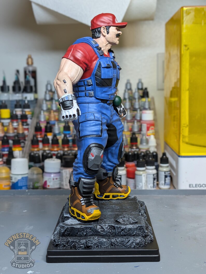 Retro Plumber Hero Statue – Hand-Painted 3D Print | Video Game Inspired Collectible image 4